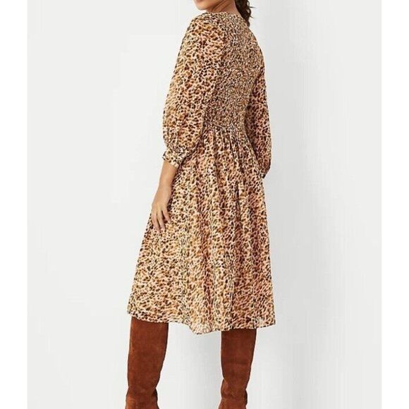 Ann Taylor Cheetah Print Dress Brown Pink Size 4 - Picture 10 of 11